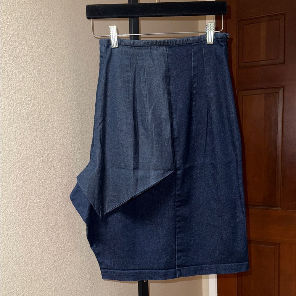 Liza Rietz Elegant Unique Blue Jean Denim Pencil Skirt Women’s Size S